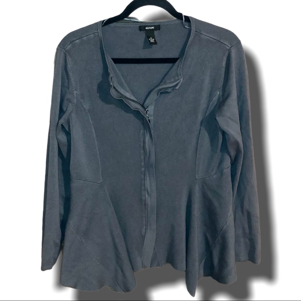 ALFANI | Charcoal Grey Zip-Up Sweater Top